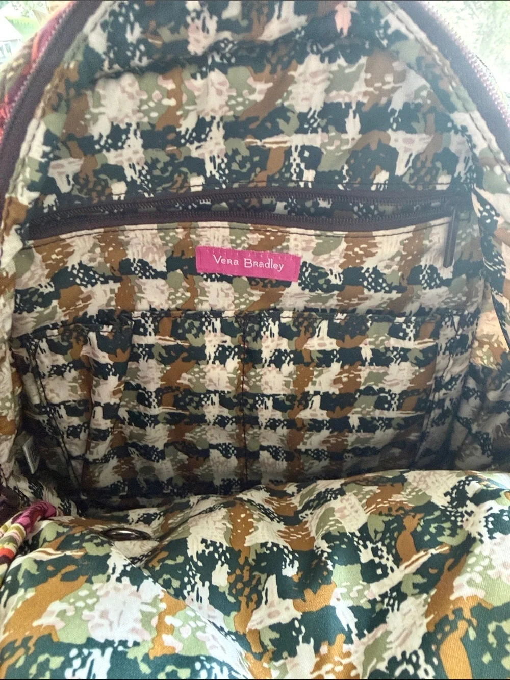 Vera Bradley Quilted Paisley Small Backpack in Green, Pink & Teal